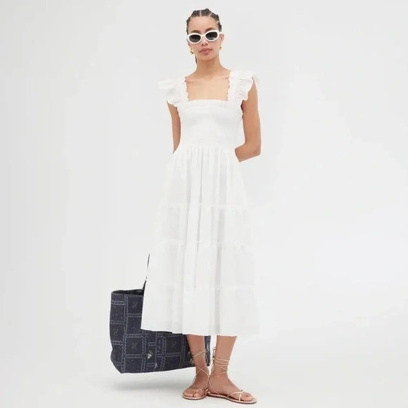 Hill House Dresses & Skirts - Hill House Home The Ellie Nap Midi Ruffle Dress in White Size XS